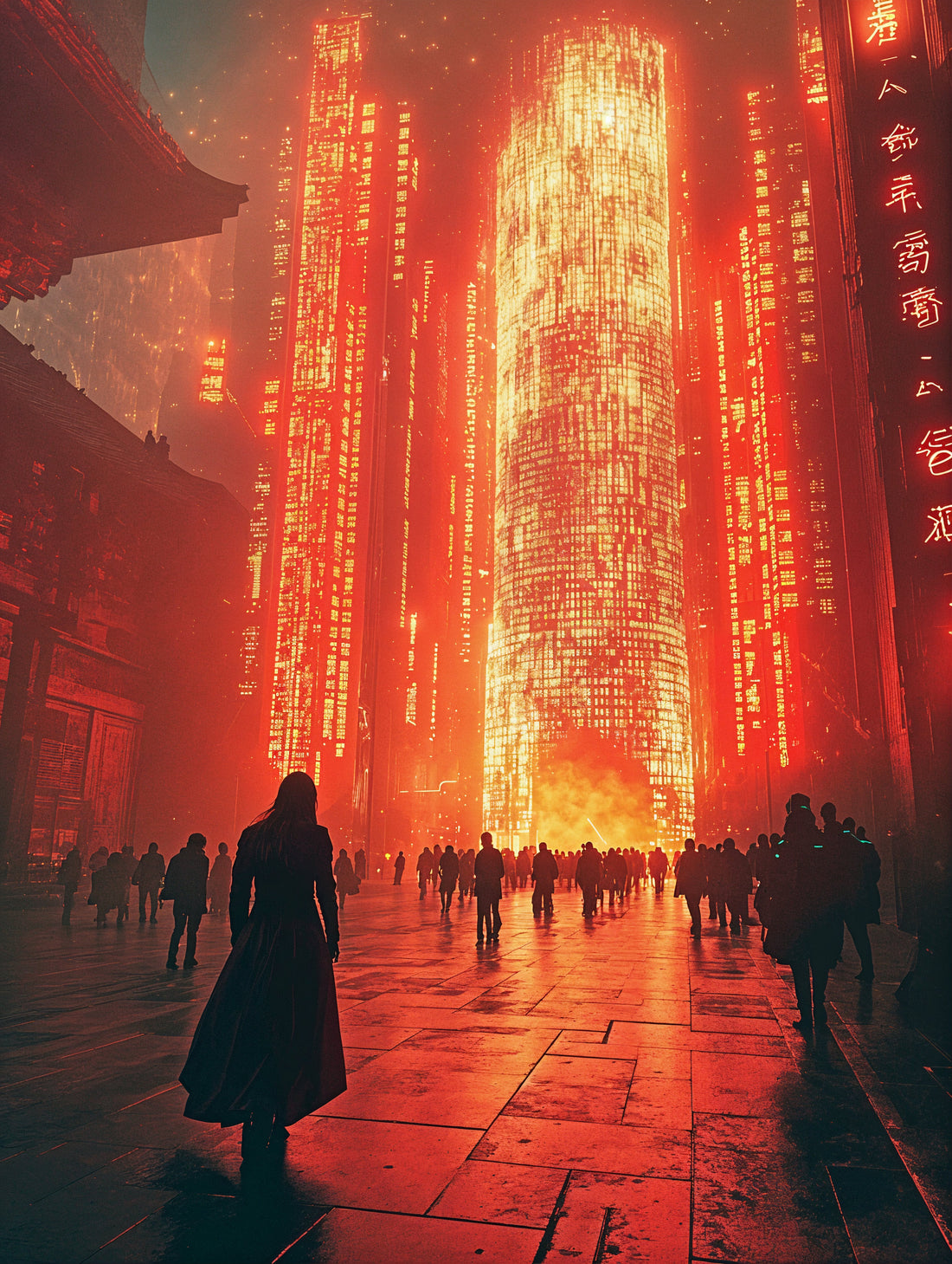 Cyberpunk city glowing in neon, capturing a futuristic digital landscape.