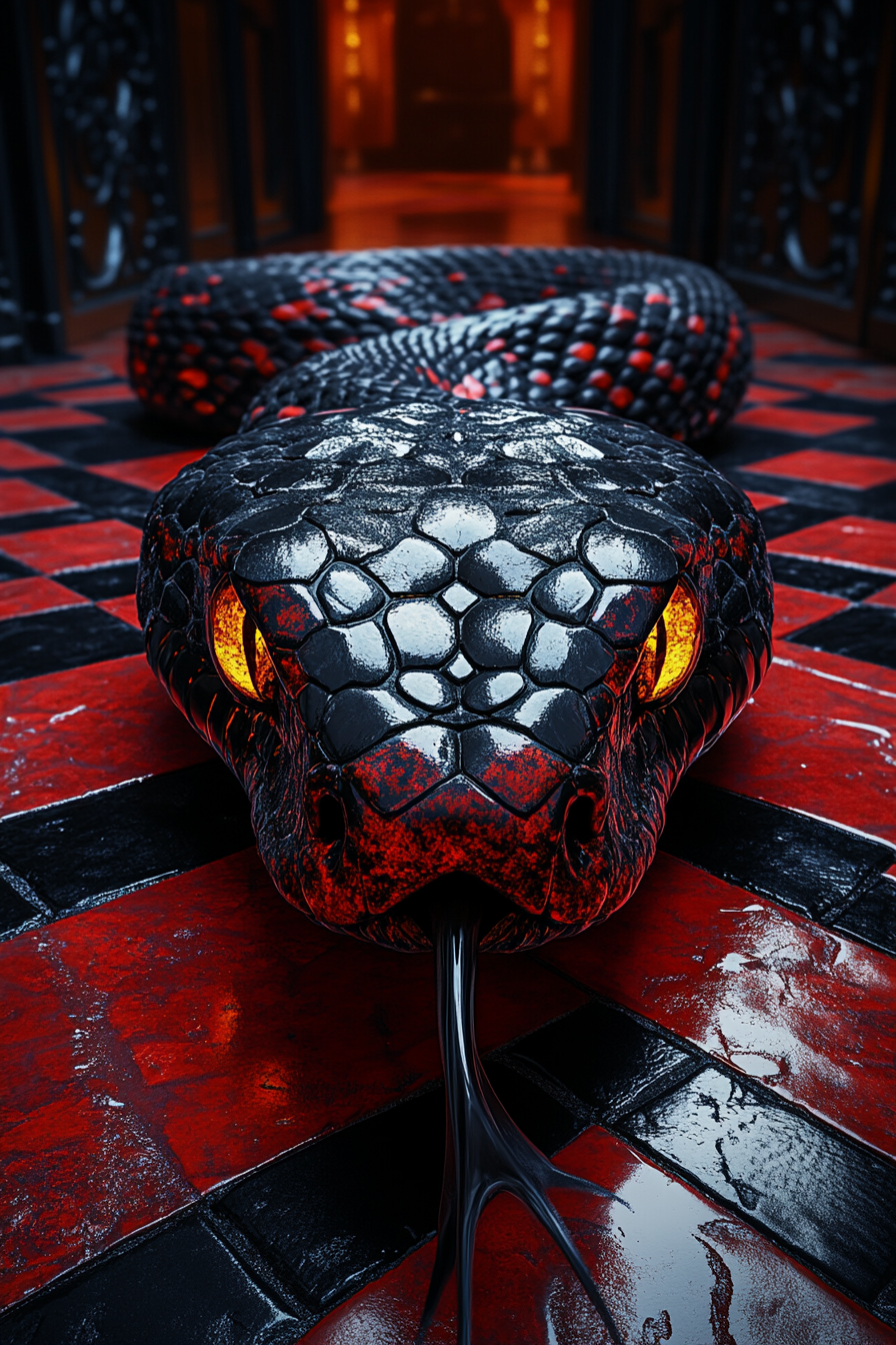 Majestic Black and Red Serpent